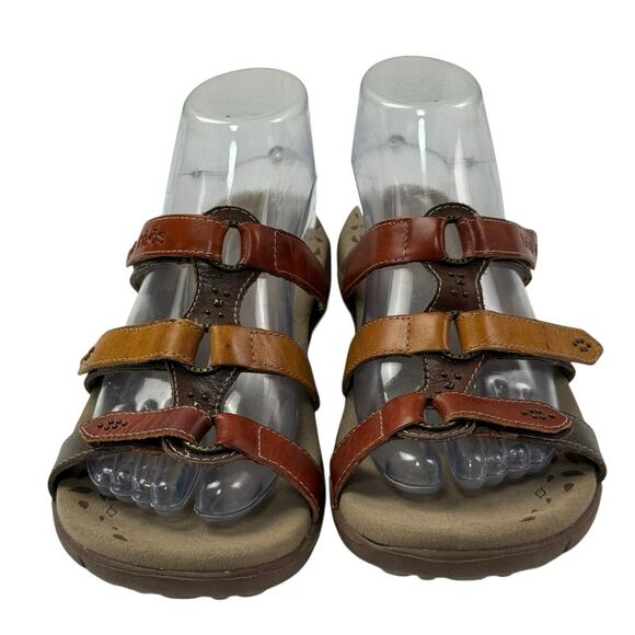 Taos Tribute Leather Slide Sandals Women 8 Brown Gladiator Strappy Comfort - Picture 5 of 11